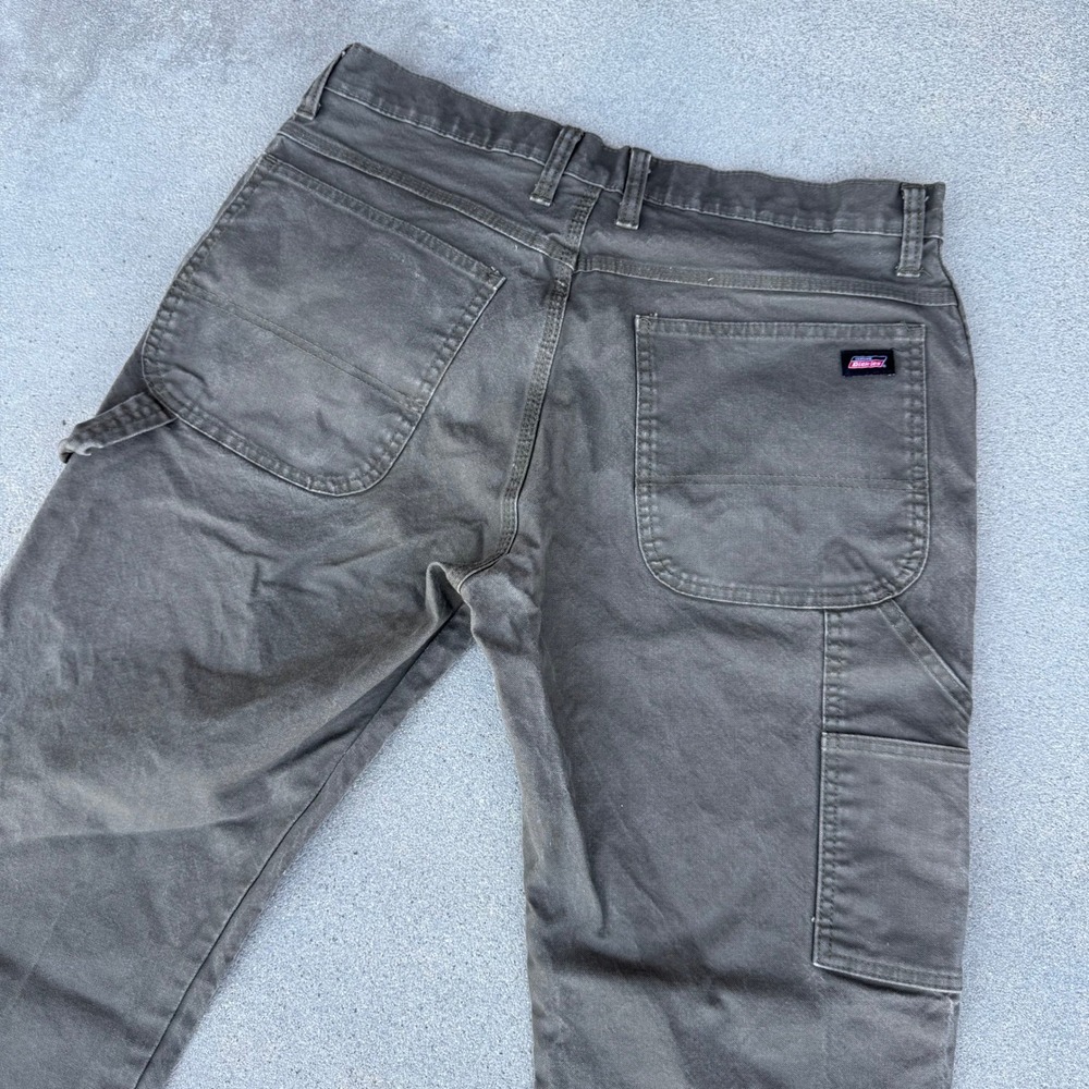 Dickies Mens Carpenter Pants Olive Green Utility Workwear 34x32 Z390635